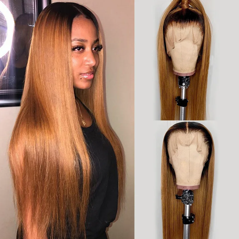 1B/27 Омбре цветные кружевные передние человеческие волосы парики с детскими