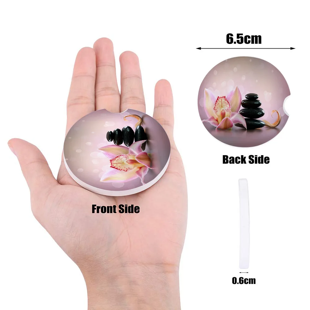 Спа камни цветок маленькие круглые керамические автомобильные подставки набор
