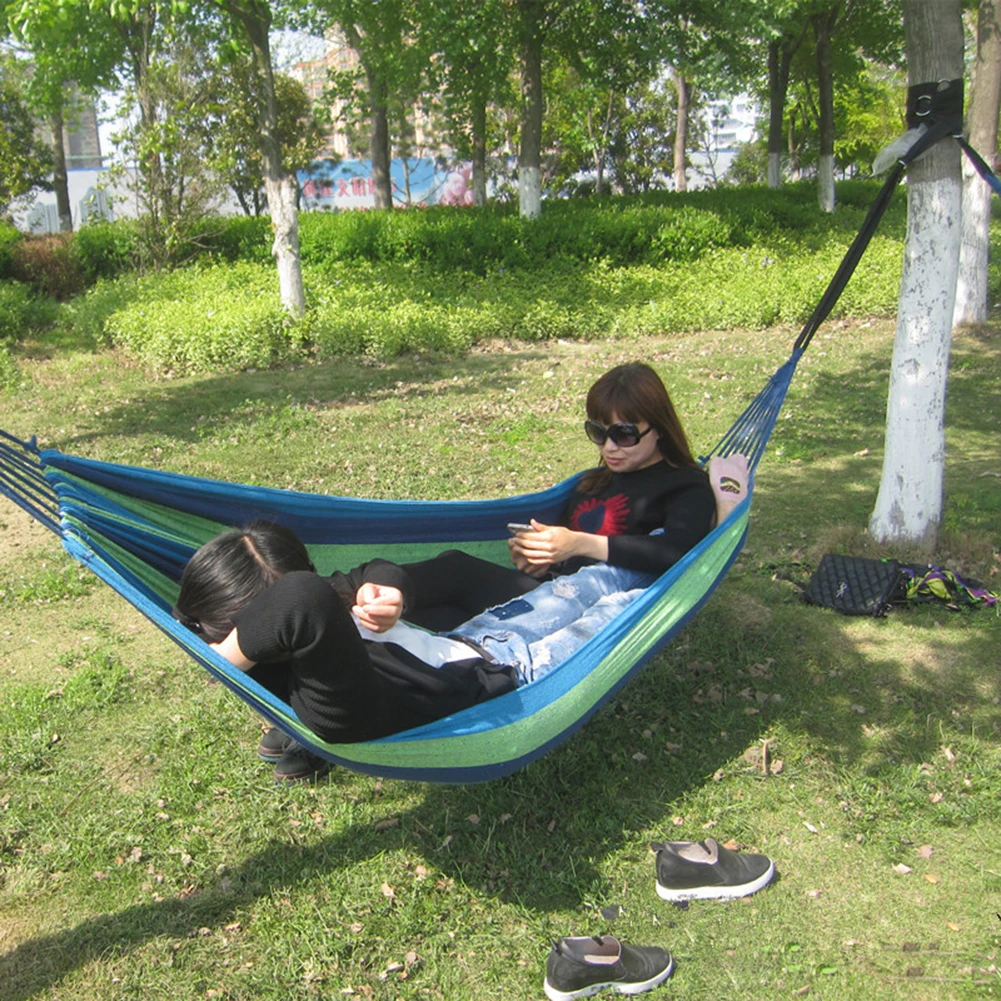 

Portable Hanging Bed Leisure Indoor Terrace Stripe Hammock Garden Chair Swing Practical Camping Sleeping Swing Hanging Bed