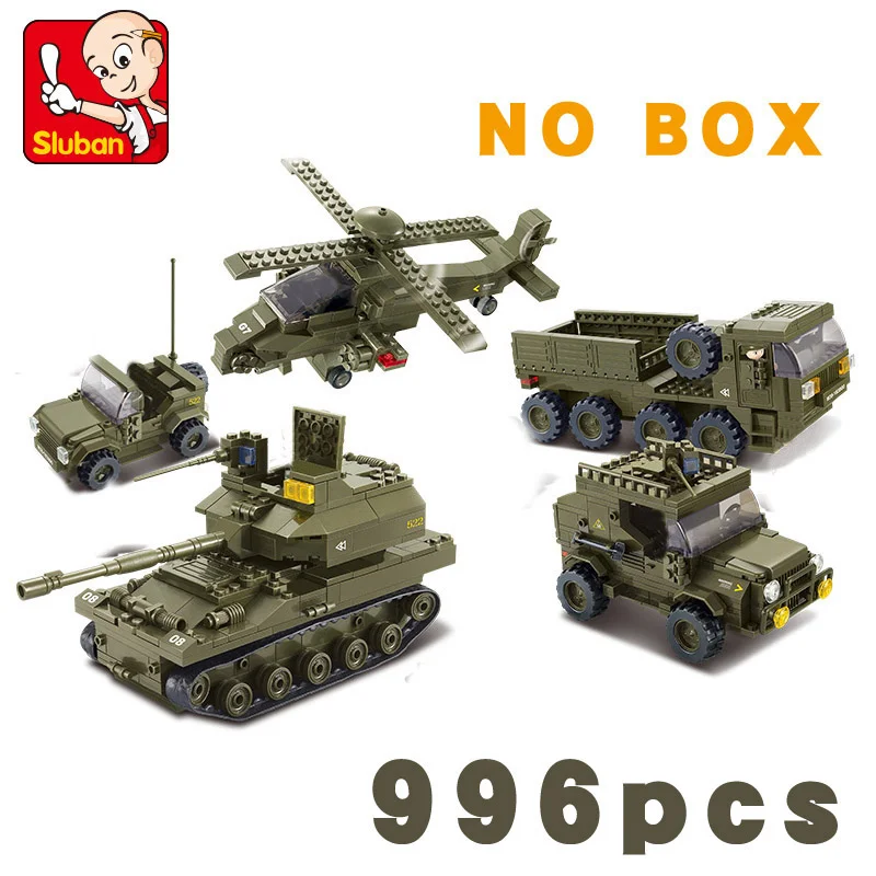 Sluban Military SWAT team vehicles Model plane tanks armed truck army World war ii building blocks DIY bricks Moc WW2 Kids Toys. | Игрушки и