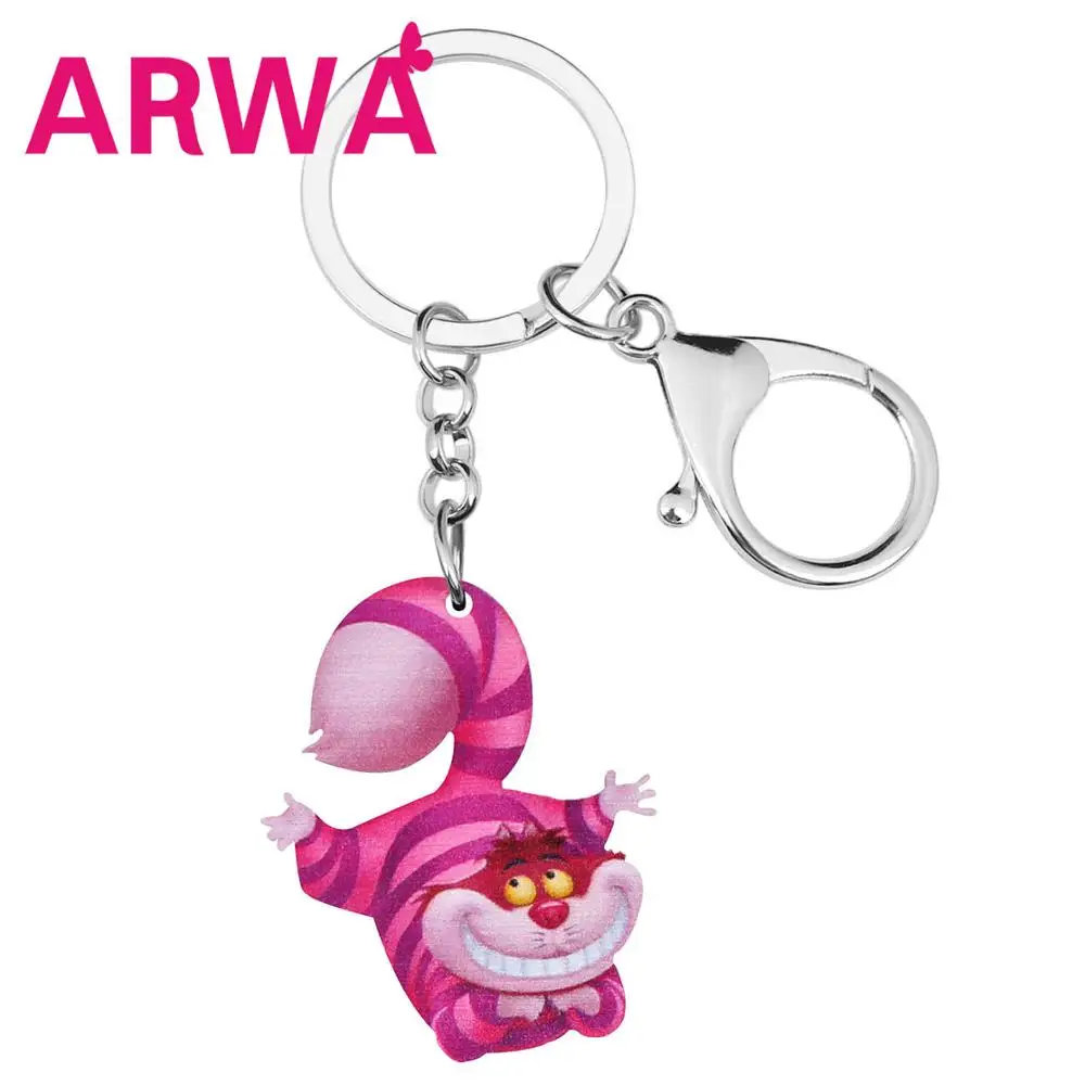 Акриловый брелок ARWA для ключей для женщин и девочек, розовый котенок, большой длинный милый брелок с мультяшными животными, Ювелирное Украш...
