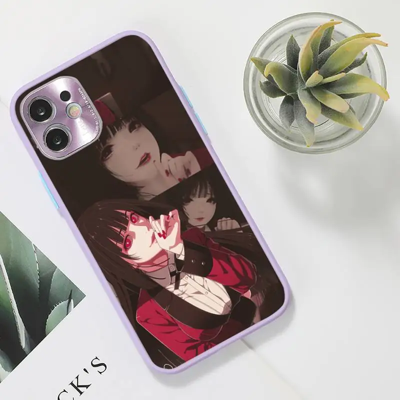 

Crazy Excitement Manga Kakegurui Phone Case For iPhone 12 11 Mini Pro XR XS Max 7 8 Plus X Matte transparent Purple Back Cover