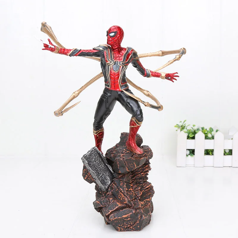 new spiderman nobox 22-27 см Мстители эндгейм Железный человек Человек-паук Капитан Карол Дэнверс статуя ко железная Студия ПВХ Фигурки игрушки куклы - Цвет: new spiderman nobox