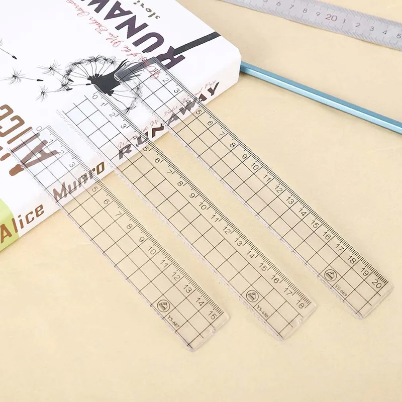 

1 Pcs 15cm 18cm 20cm Transparent Simple Ruler Acrylic Ruler Learning Stationery Drawing School Supplies