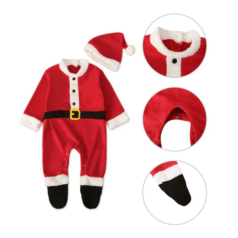 

Toddler Infant Sets Newborn Baby Boys Girls Christmas Sets Long Sleeve Cute Santa Claus Jumpsuit Hat Bodysuit Set
