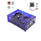 Акриловый чехол для Raspberry Pi 4, синий, с охлаждающим вентилятором и медным алюминиевым радиатором