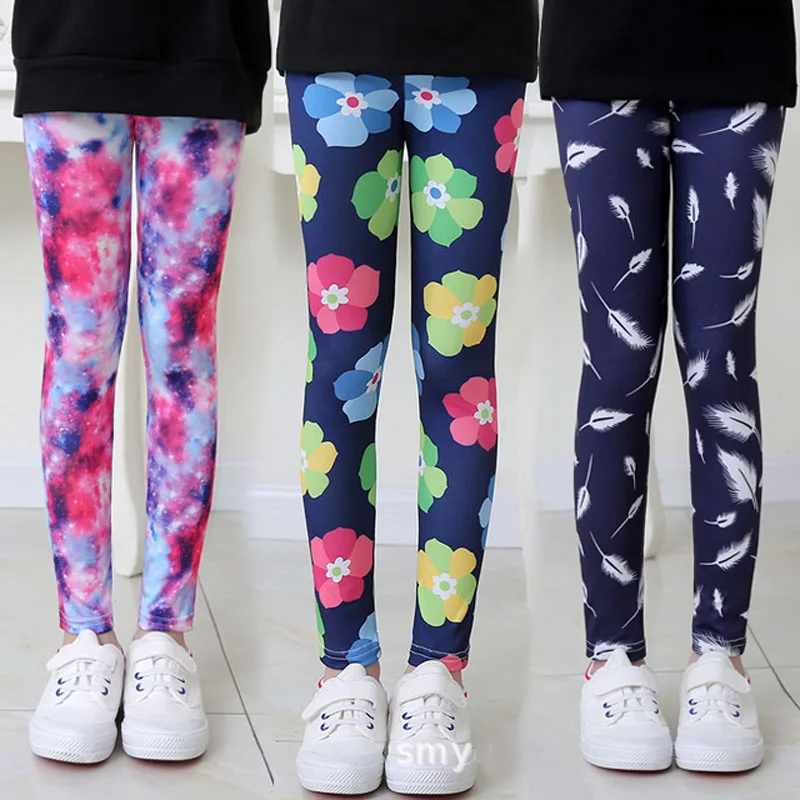 Леггинсы с цветочным принтом для девочек повседневные брюки карандаш начинающих