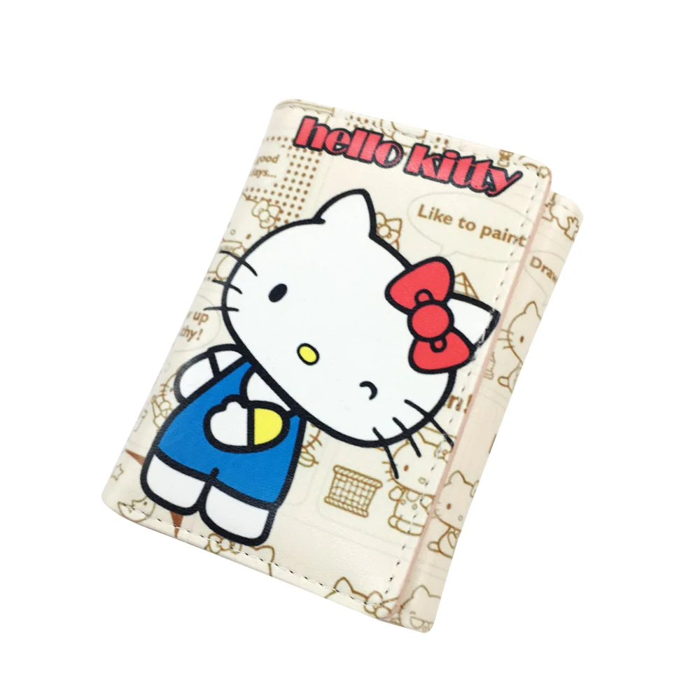 Новый дизайн модный розовый милый котенок Pu короткий кошелек карман три сложения