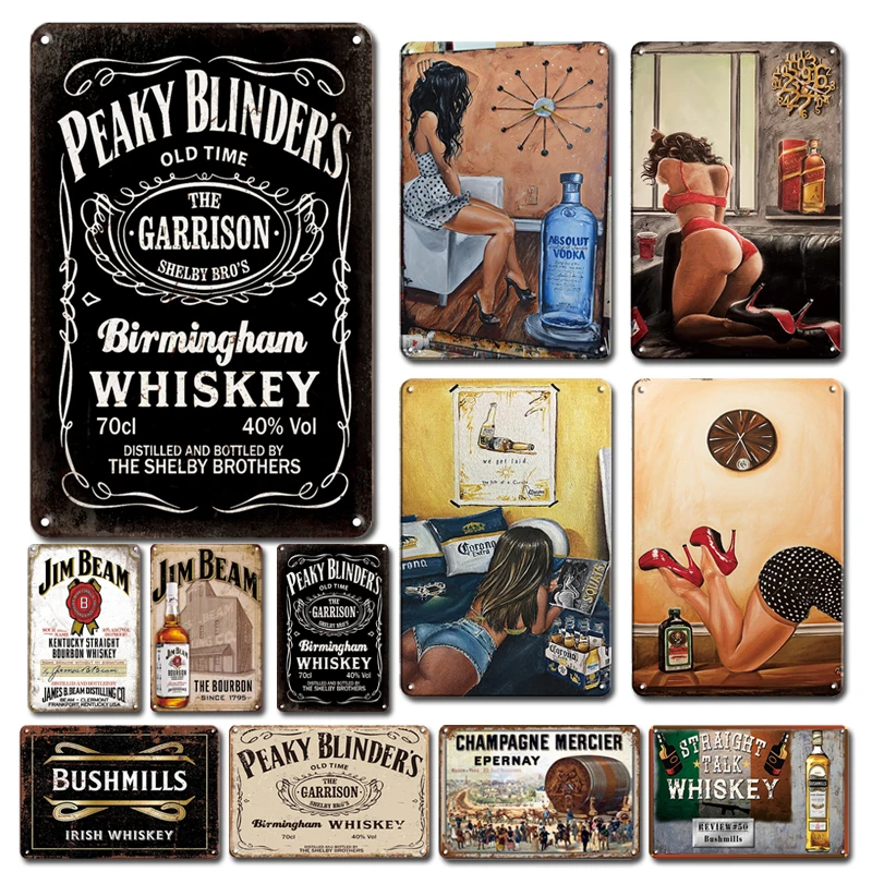 

Whiskey Metal Decor Plaque Vintage Beer Poster Tin Sign Decorative Plate Irish Pub Bar Man Cave Home Wall Decoration Accessories