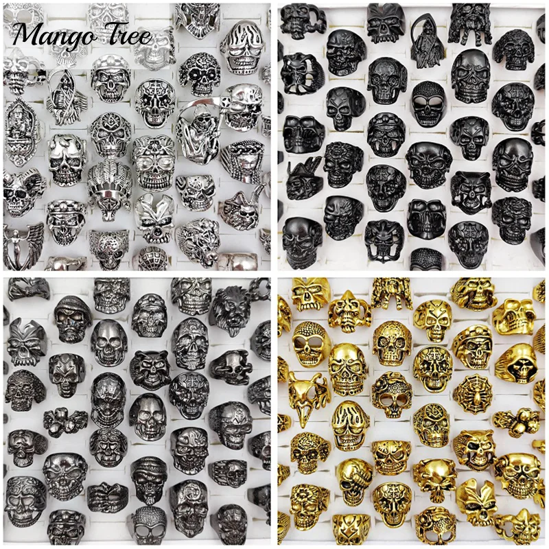 кольцо женское мужское череп кольца 2021 тренд 30 шт. / Партия готический панк с
