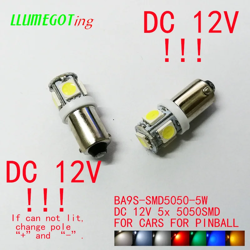 100 шт. BA9S T4W #44 #47 светодиодный ная лампа 5 SMD 5050 красочные супер яркие 12 В
