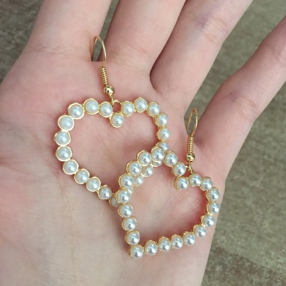 2020 простые золотые серьги-подвески в форме сердца с жемчугом для женщин модные