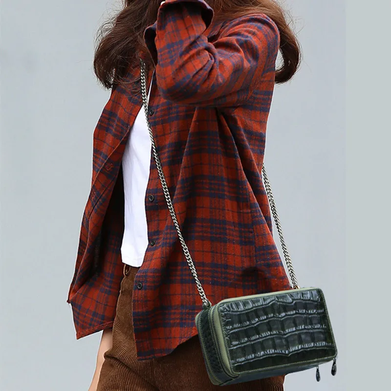 

Natural Cowhide Leather Women Zipper Mobile Phone Bag 2021 New Arrival Crocodile Pattern Mini Crossbody Bag For Ladies