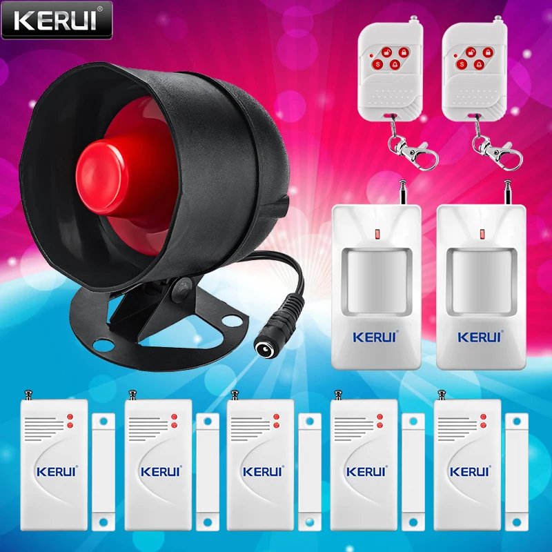 

KERUI Alarm Siren Home Security System 100dB Volume PIR Motion Detector Controller Wireless Siren Loudly Sound for House Garage