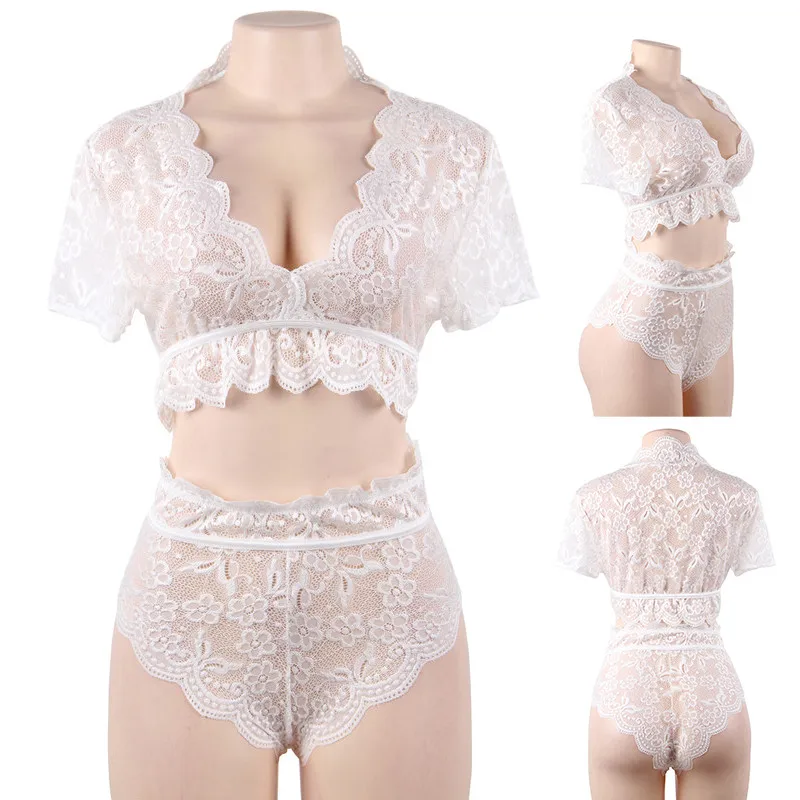 Comeondear, кружевной бюстгальтер, набор, прозрачный, 5XL, нижнее белье, женский сексуальный комплект размера плюс, полный бюстгальтер и трусы с высокой талией, нижнее белье, RB80760