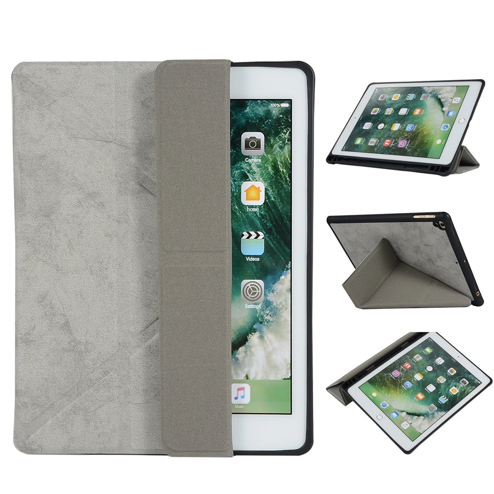 Для iPad 9,7 дюймов Pro 9,7 чехол с карандашом держатель трехстворчатая подставка задняя крышка для iPad 5 6 Air 1 2 Smart Funda HY006