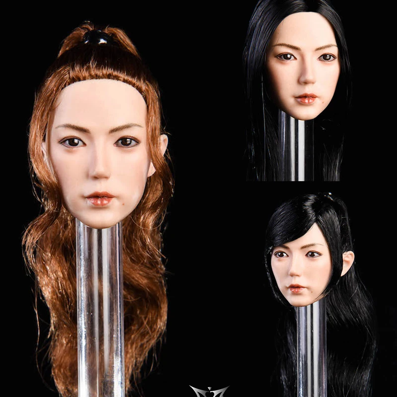 1/6 YMT019 красивые азиатская женская голова лепить модель jing с заклепками по контуру