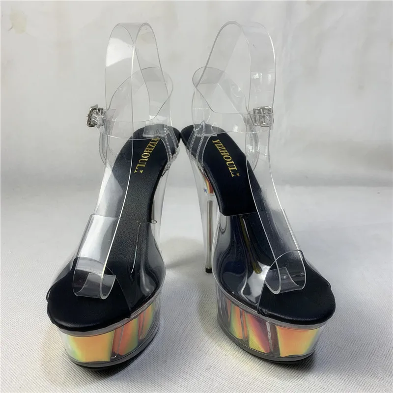Пикантные сандалии на платформе шпильки 15 см стеклянные шлепанцы для вечеринки и