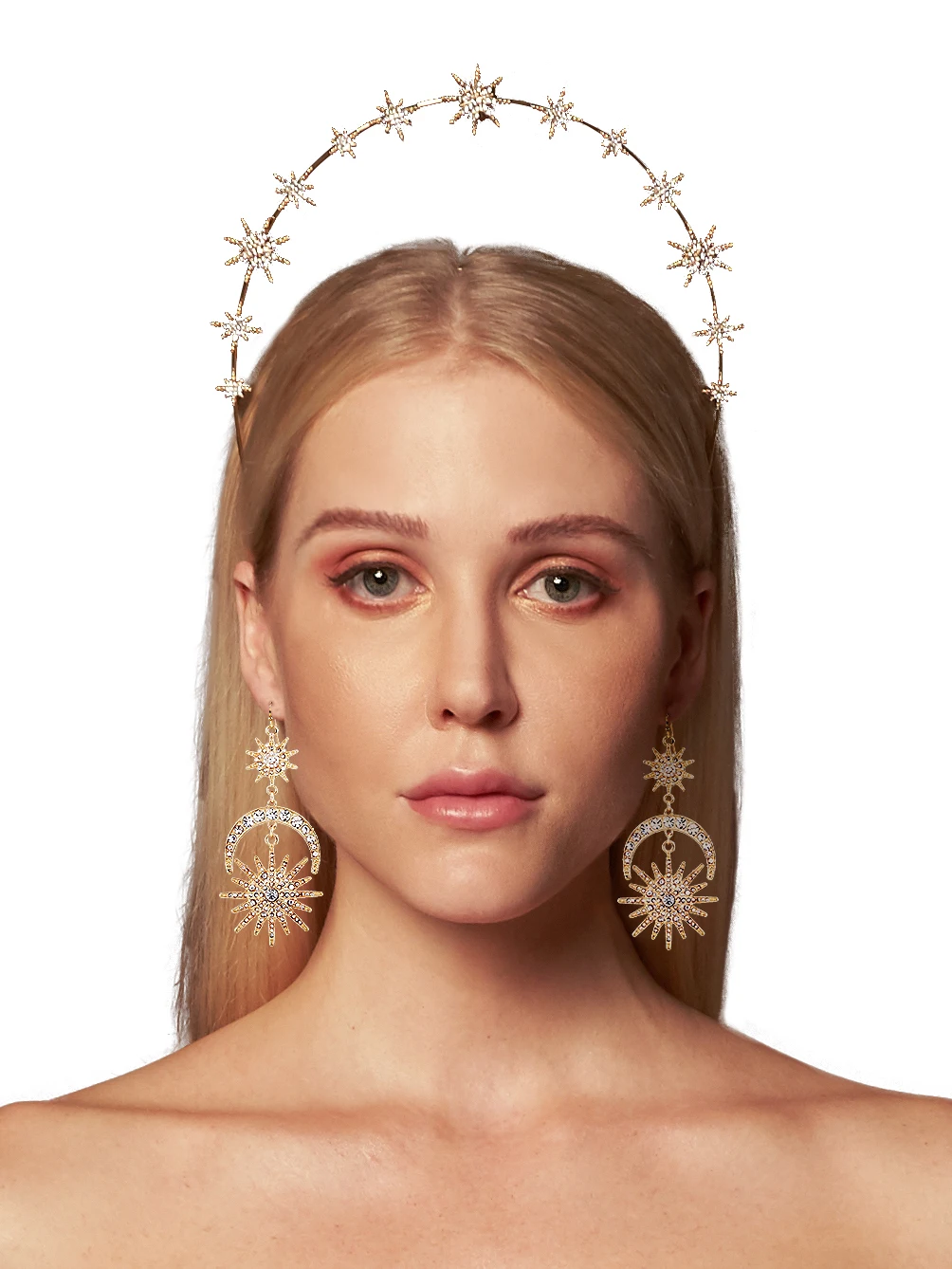 Halo Crown Moon Stars богиня Корона ободок тиара и короны для женщин Boho свадебный головной
