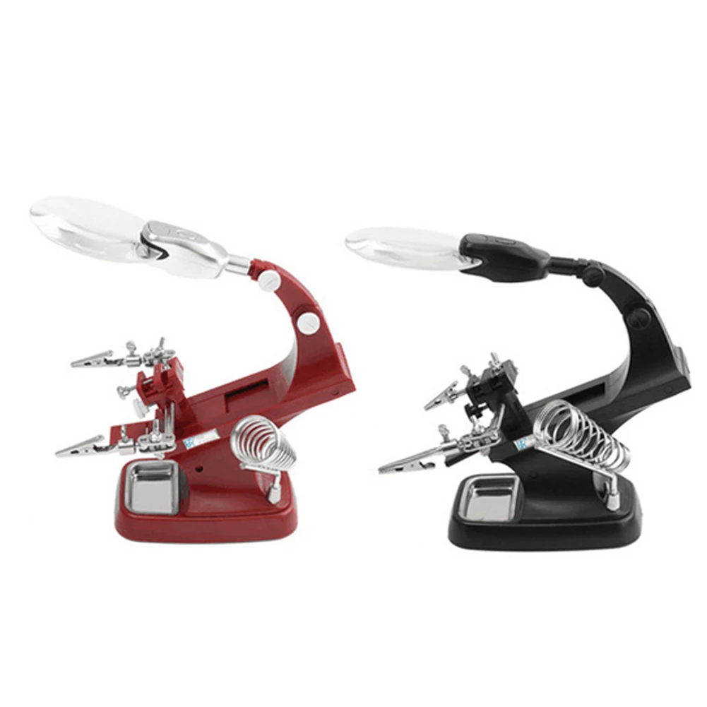 

Magnifying Glass Magnifier Hand Soldering Desktop Clamp Auxiliary Stand Led Illuminated Helping Alligator Clip