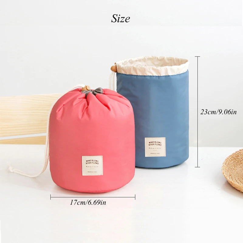 Водонепроницаемый барабан Форма косметичка для путешествий с ручкой очень