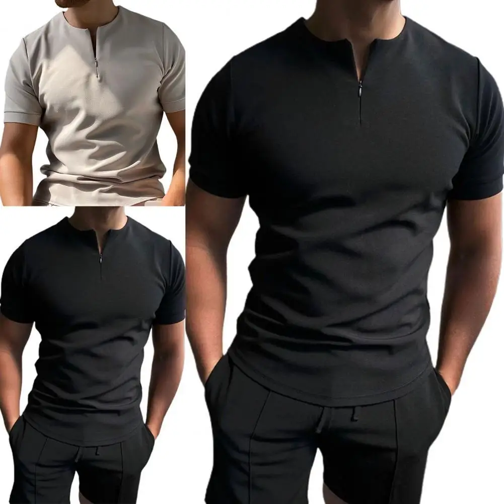 

80% Dropshipping!!Men's T-shirt Solid Color Loose Summer Short Sleeve Round Neck Casual Top Party