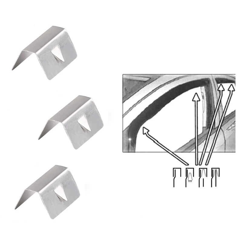 

10 Pcs Car Rain Eyebrow Clip Wind Rain Deflector Metal Fitting Clips Replacement for Heko G3 Send Clip