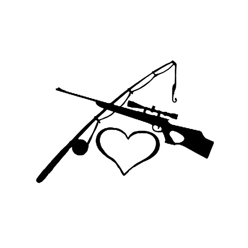 

16*11CM Love Fishing and Hunting Decor Car Stickers KK Vinyl Waterproof Decals Car Accessories