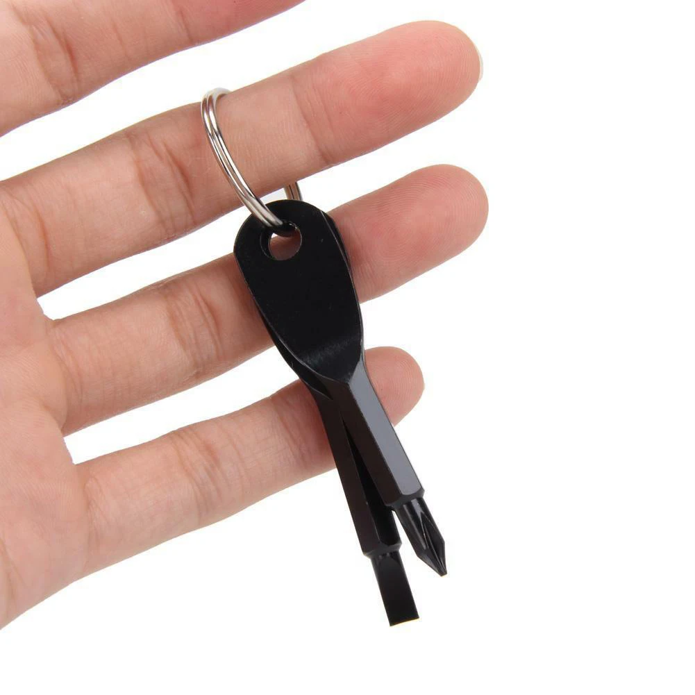 

4 Sets Pocket Outdoor Tool Screwdriver Stainless Steel Keychain Key Ring Multi Tools ALS88