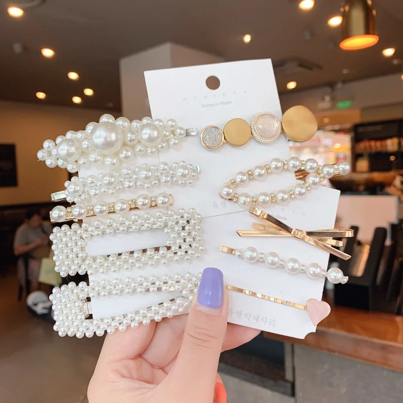 

[Xwen] KoreanPearls Hairpins Edge Clip Girls' Hairpin Clip Headdress Top Clip Bangs Clip Hair Female Accessories OH197401