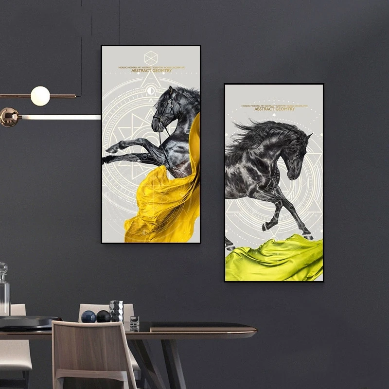 Nordic Modern Art Abstract Horses Canvas Painting Animals Wall Picture for Living Room Posters and Prints Home Decoration | Дом и сад
