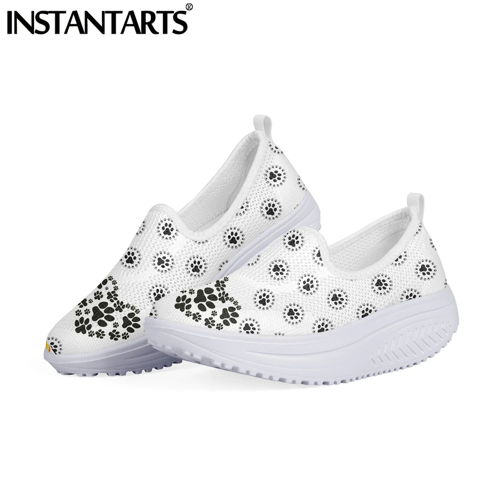 

Женские сетчатые кроссовки INSTANTARTS, дышащие удобные лоферы на плоской платформе, с мультяшным рисунком собачьей лапы, симпатичные, для девуш...