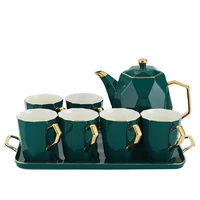 ceramic coffee tea set phnom green diamond drinkware large kattle mug milk can teapot cup bottle household kitchen waterware