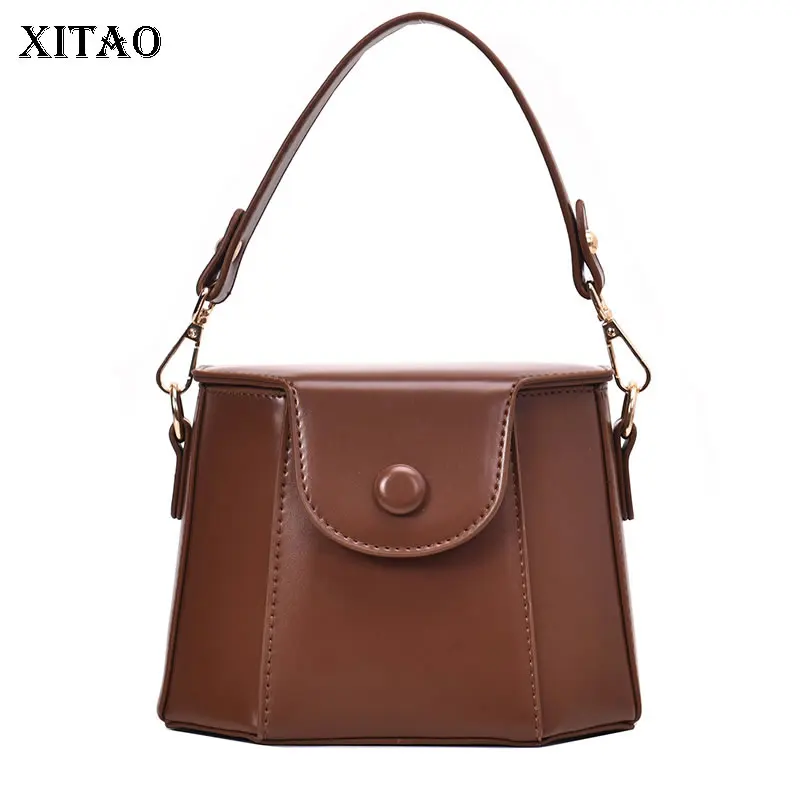 

Женская сумка-Кроссбоди XITAO, модная однотонная маленькая свежая Осенняя сумка через плечо в стиле пэчворк 2021, универсальная арт-сумка GWJ0748