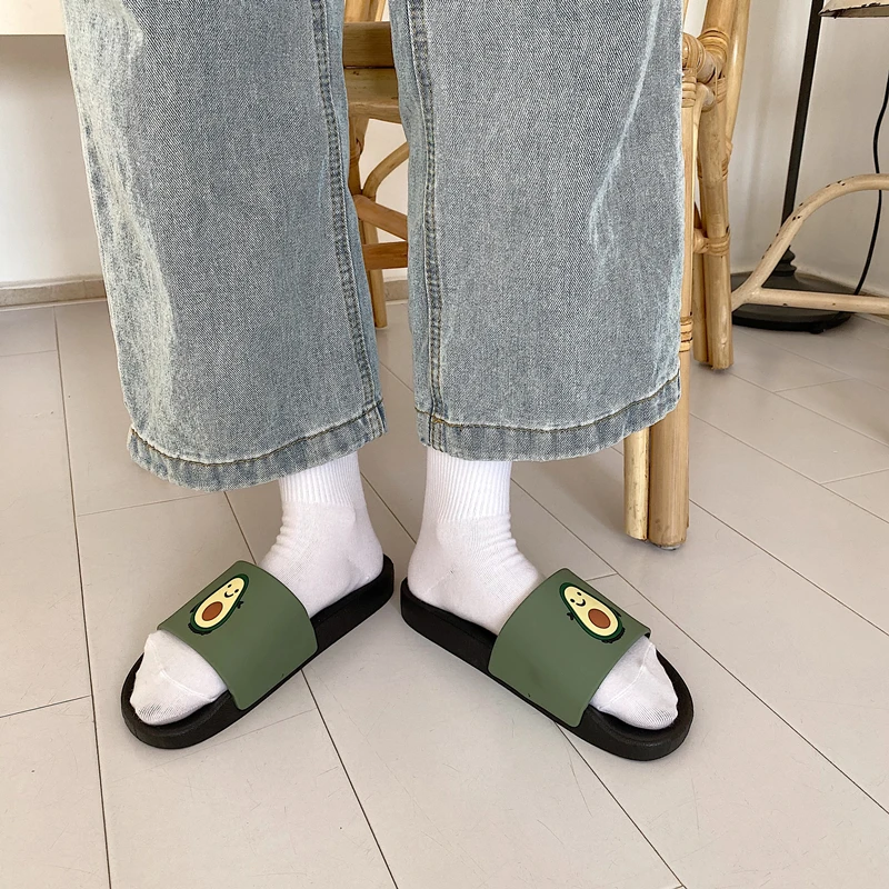 Женские домашние шлепанцы Ulzzang повседневные сандалии зеленого цвета лоферы
