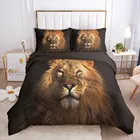 Комплект постельного белья с зеркальным 3d-рисунком льва, черное постельное белье, подушка, королева, суперкинг, двойная, полный размер
