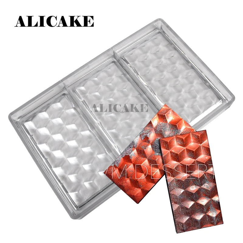 

3D Polycarbonate Chocolate Mould Chocolate Bar Mold Diamond Tray for Hard Mold Chocolate Moulds Form Bakery Baking Pastry Tools