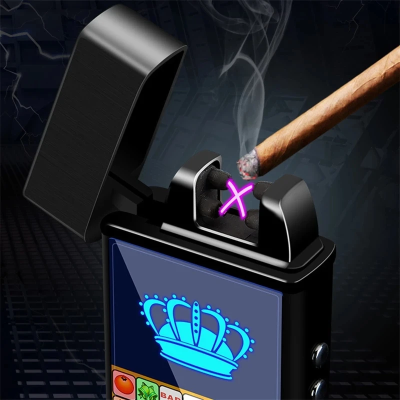 Двухрядная дуговая Зажигалка электронный огненный USB Перезаряжаемые маленькая