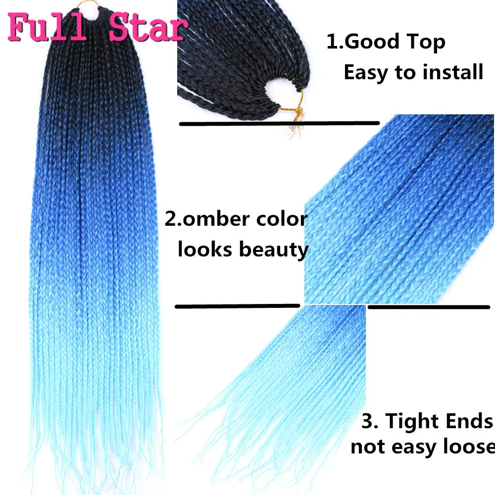 Полная звезда цветные косы 3S крючком синтетические удлинители волос Омбре