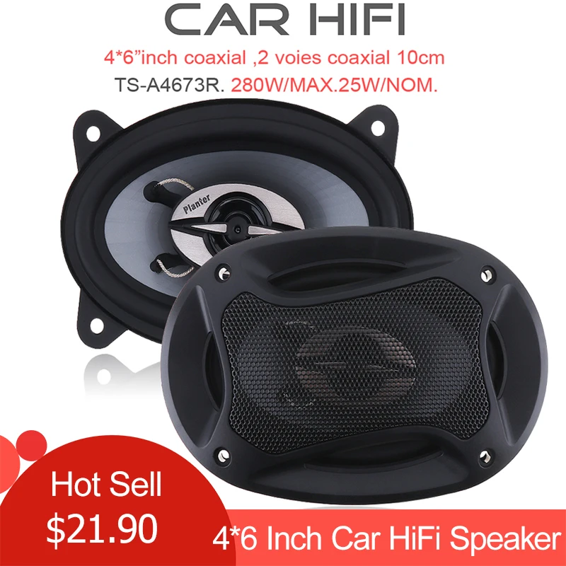 2шт 4*6 дюймов 280 Вт автомобильный HiFi коаксиальный динамик для двери автомобиля Авто Аудио Стерео полный диапазон частоты динамик s для автомобиля