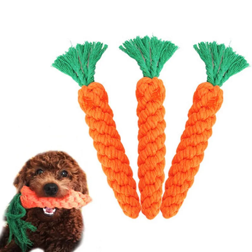 

Carrot Pet Dog Toy 20cm Long Braided Cotton Rope Puppy Chew Toys Rabbit Shape Rope Puppy Chew Toys Teath Cleaning Outdoor Fun