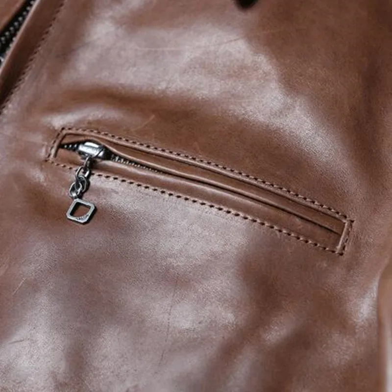 

2021 Vintage Brown American Casual Style Genuine Leather Jacket Men Large Size 3XL Real Natural Horsehide Autumn Short Coat