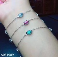 kjjeaxcmy boutique jewelry 925 sterling silver inlaid natural aquamarine pink sapphire emerald female bracelet support detection