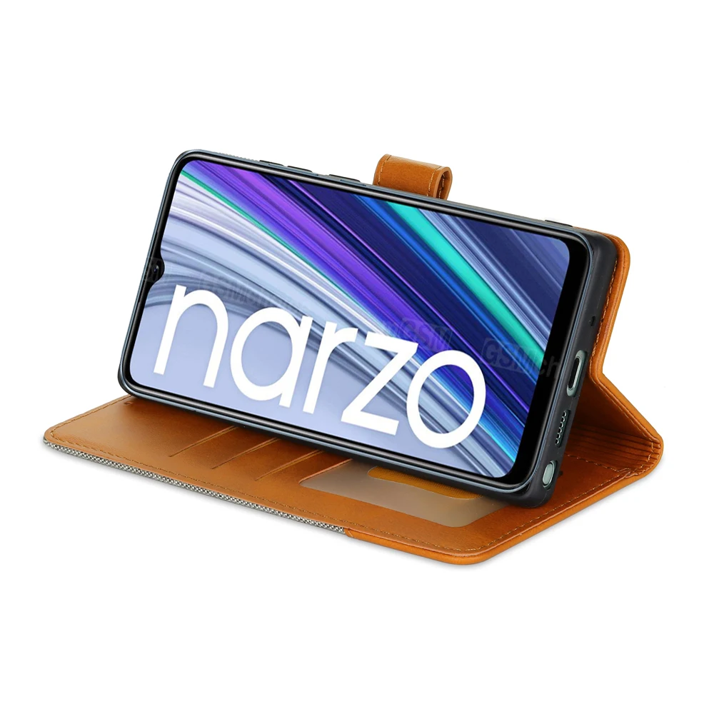 leather phone case for realme narzo 50a cover flip wallet stand protective shell etui book on for realme rmx3430 narzo50a case free global shipping