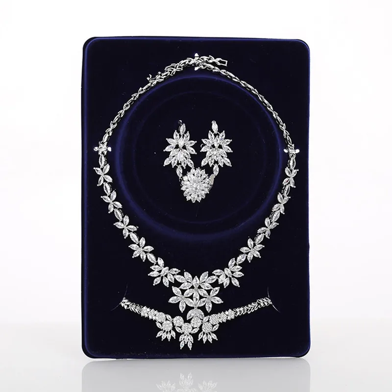 

MYFEIVO Full Zircon 5 Pieces Bridal Jewelry Sets Luxury Necklace Bracelet Ring Earrings Set for Female HQ0867