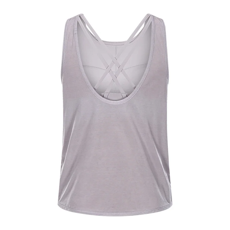 

2021 new loose and breathable U-shaped blouse two in one cross back support shockproof sports bra