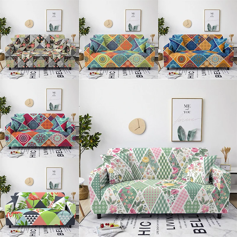 Чехол для дивана эластичный с цветочным рисунком 6 стилей | Дом и сад