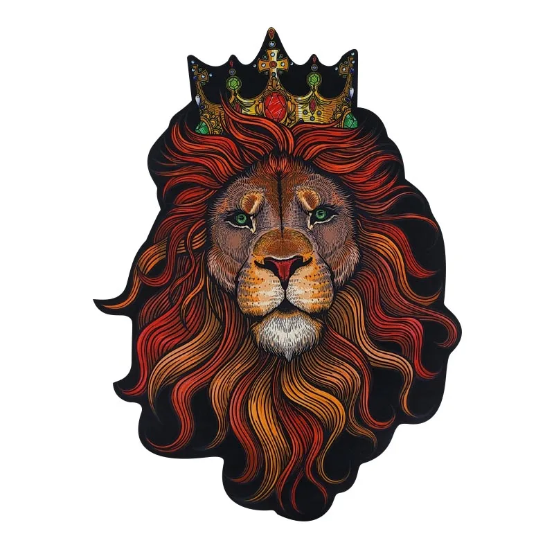 2 Pieces Large Crown Lion Printed Cloth Sew on For Clothing Patch  DIY Jacket Denim Coat Decoration Accessories Cross Sticker images - 6