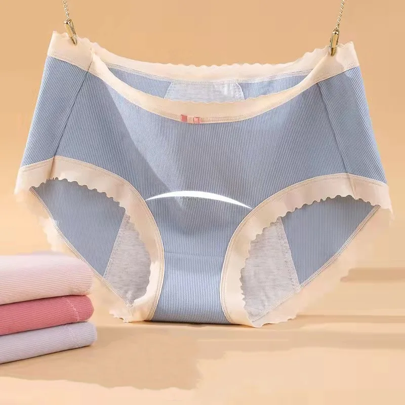 

Sexy Big Plus Size Women Cotton Period Panties Underwear 3XL Seamless Female Underpants Briefs Bow Lingerie