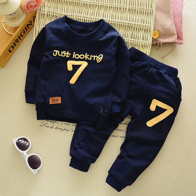 

2020 Autumn Children Boys Girls Clothing Cotton Long Sleeve Letter Suit Sets Kids Clothes Tracksuit Baby T-Shirt Pants 2Pcs/SET